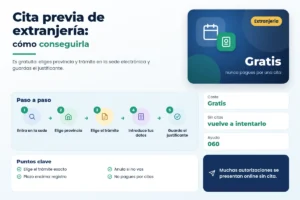 Infografía sobre cómo pedir cita previa de extranjería en España paso a paso