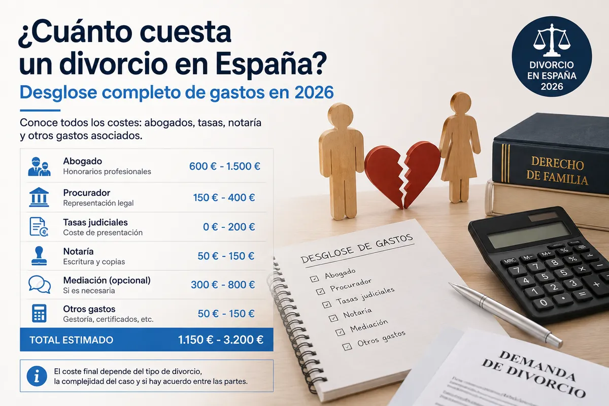 Cuánto cuesta un divorcio en España en 2026