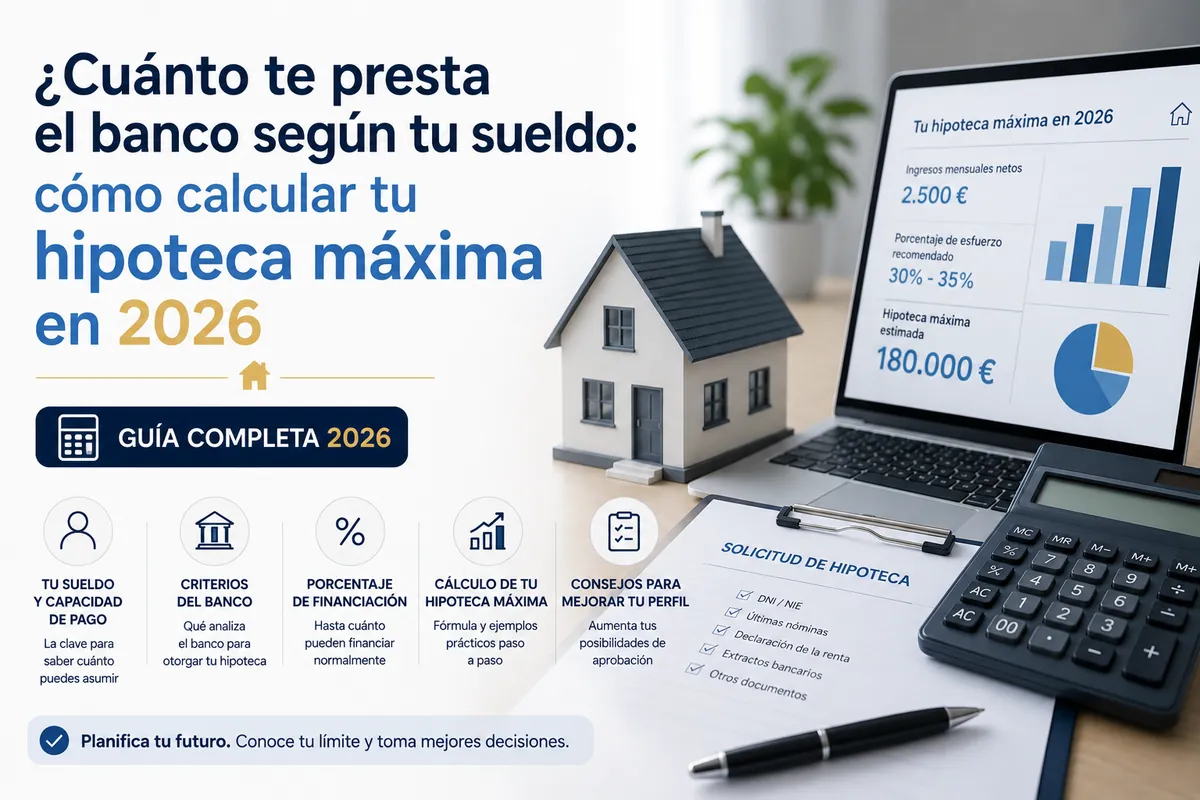 Cuánto me presta el banco según mi sueldo: cálculo de la hipoteca máxima en 2026